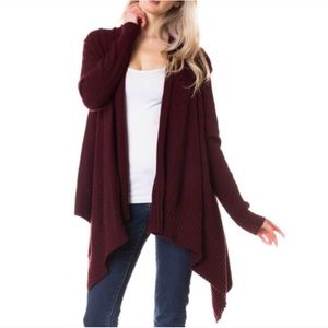 Cozy Open Cardigan in Wine. Small & Medium Only